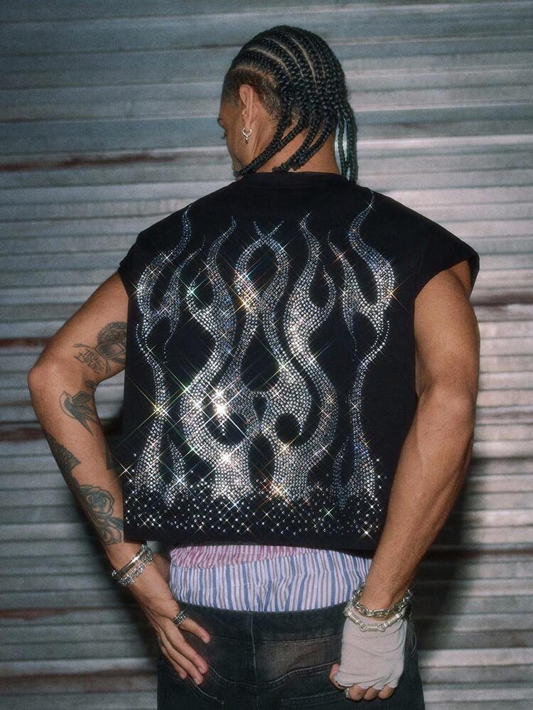 AXEPEAK 男士针织时尚休闲宽松无袖背心 - 黑色 - 查看 3