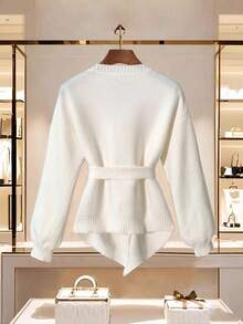 Franclia 新款秋冬女士优质优雅百搭柔软白色开衫