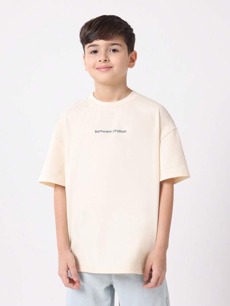 Cream Cotton T-Shirt With Lobster And Lemon Print
