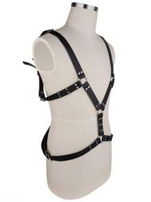 SHEIN Dây nịt da trang trí đinh tán hình chữ O cho nam - màu đen - Xem 4