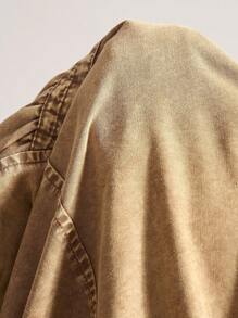 波西米亚风复古休闲纯色梭织宽松水洗女裤 - 摩卡棕 - 查看 9