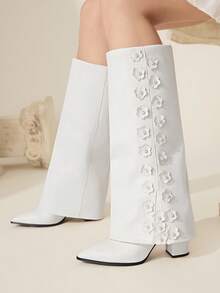 CUCCOO CHICEST 女式尖头花卉装饰高跟踝靴 - 白色 - 查看 2