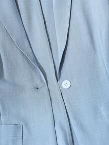 Airaco 女士缺口领浅蓝色西装外套+腰带短裤时尚套装 - 藍色 - 查看 5