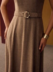 MOTF PREMIUM WOOL BELTED DRESS - Coffee Brown - View 2