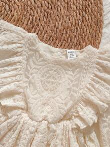Vintaside Kids Vestido holgado de manga larga de malla dulce para niñas bebé, color albaricoque, adecuado para salidas, fiestas y reuniones, primavera/otoño - Albaricoque - Ver 5
