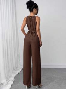 Firerie Bộ đồ liền thân hở vai màu trơn dành cho nữ, phù hợp với trang phục Rave, lễ hội, tiệc tùng, lễ hội âm nhạc, mùa tốt nghiệp, bãi biển, kỳ nghỉ, đi làm - Cà phê nâu - Xem 5