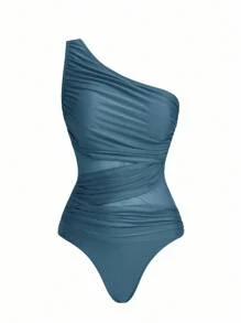 Swim Oasis 1 pieza Traje de baño de una sola pieza de unicolor para mujer, minimalista y con estilo para el verano