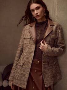 PREMIUM BELTED BUTTON UP JACKET - Khaki - View 6