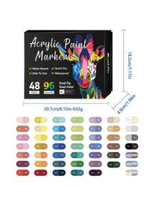 24/48/72 Color Acrylic Marker Pens, Rock Painting Kit Stone Paint Pens Set Ceramic, Glass, Wood, DIY Crafts Drawing Art Craft School Supplied Back To School - Double-ended acrylic pen - View 12