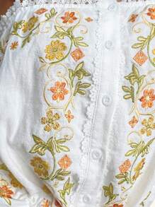 Easelle Camiseta de tirantes bordada blanca tejida para mujeres