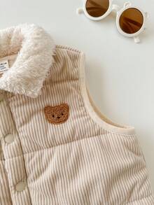 SHEIN 男婴可爱休闲秋冬多功能加厚保暖背心，男女通用婴儿服装，婴儿冬季服装，儿童秋季外套