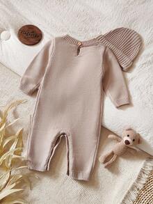 Vintaside Kids Infant Boys' Cute Bear Pocket Long Sleeve Jumpsuit Fall Winter - Brown - View 2