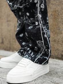 PAVTROS Quần ống đứng dáng rộng Manfinity Streetrush phong cách Street Academy dành cho nam, in kỹ thuật số họa tiết Paisley toàn bộ, hoàn hảo để kết hợp với phong cách INS, High Street và Hip-Hop. Lý tưởng cho phong cách Street Rock, lễ hội âm nhạc và trang phục hàng ngày. - Nhiều màu - Xem 5