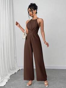 Firerie Bộ đồ liền thân hở vai màu trơn dành cho nữ, phù hợp với trang phục Rave, lễ hội, tiệc tùng, lễ hội âm nhạc, mùa tốt nghiệp, bãi biển, kỳ nghỉ, đi làm - Cà phê nâu - Xem 6