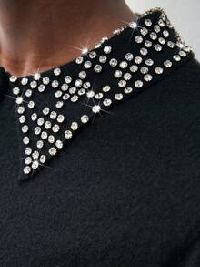 Maija 女士休闲纽扣和水钻装饰半拉链毛衣