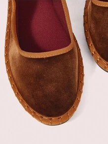 CUCCOO DOLLMOD Giày bệt Mary Jane nhung cổ điển thanh lịch màu cam sang trọng dành cho nữ - Màu nâu  Mocha - Xem 7