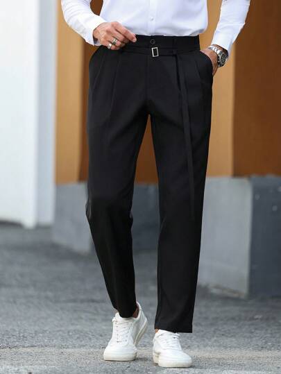 Manfinity Bizformal Men's Casual Solid Color Suit Pants