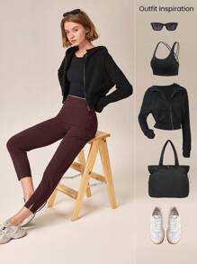 GLOWMODE 25'' VitalSwift Ultra-Light Petite Tapered Slim-Fit Slit Work Joggers Pants With Side Pockets Daily Casual Fall - Purple - View 7