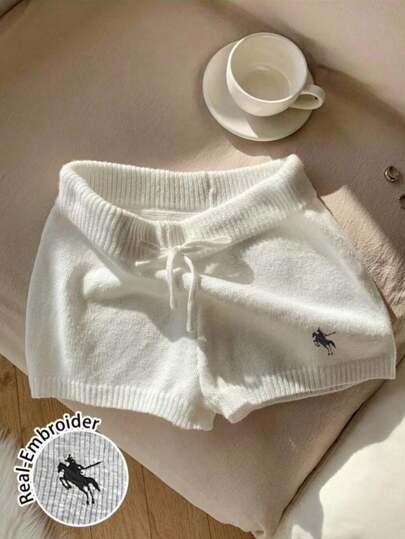 Comfortcana 大码女式休闲紧身针织裤，百搭，小标志刺绣