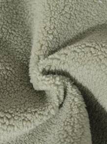 SHEIN Playful Pals 1件装男婴复古仿皮草夹克 | 幼儿加厚羊毛外套 | 婴幼儿秋冬时尚外套 | 男童纯色翻领单排扣夹克 | 男婴休闲纯色厚上衣