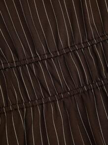 Sweetra Blusa casual, de uso diario, para ir al trabajo, para citas elegantes y relajada con mangas acampanadas, cintura ceñida, escote profundo en V y abertura lateral, a rayas en marrón y blanco, talla grande - Marrón - Ver 7