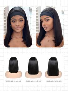 Bob Short Straight Headband Human Hair Wigs for Women,Easy Wear and Go 150%-180% Density None Front Lace Brazilian Human Hair 10-14 Inch Natural Color - S1B - View 7