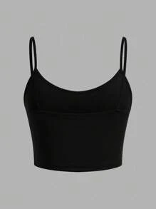 SHEIN EZwear Bộ 3 áo hai dây bó sát màu đen, tím, trắng dành cho nữ, thích hợp mặc vào mùa hè - Nhiều màu - Xem 6