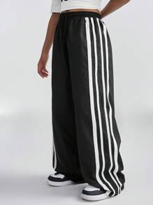 Coolane Kids 青少年女孩裤子运动衫运动衫返校服装妈妈和我 Garphic 复古 Kpop Y2k 黑白阔腿运动裤足球/排球感恩节万圣节服装圣诞节运动裤春/秋/冬