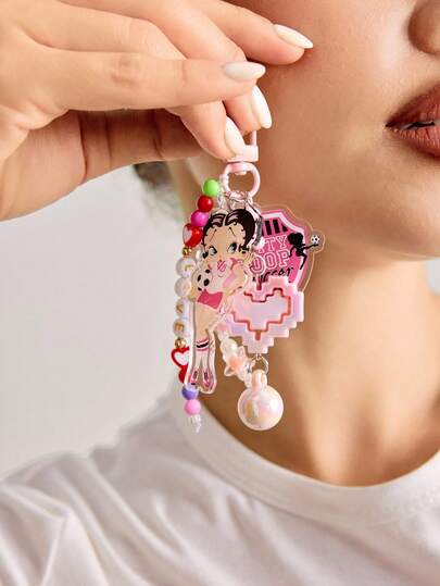 Betty Boop | ROMWE Porte-clés acrylique avec figure de dessin animé mignon