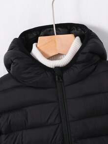 SHEIN Youngsters's Jacket Lightweight Girls' Hooded Spring And Autumn Coat For Medium-Large Size Youngsters Fall Winter - Black - View 4