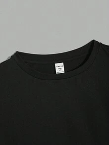 SHEIN Teen Boys' Basic Back To School Black & White Contrast Color Block Casual T-Shirt, Comfortable, Fashionable, Versatile, Soft Fabric, Suitable For Daily Wear, School, Travel, Outdoor Sports, Back To School, Autumn/Winter Long Sleeve Tee Winter Clothes Fall Boys Long Sleeve Top Teen Boys Shirt