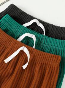 SHEIN 6pcs/Set Toddler Boys' Knitted Crew Neck Long Sleeve Sweater And Pants Set,All Shades Of Brown,Autumn,Casual,Family Matching Textured Fuzzy Outfits - Multicolor - View 8