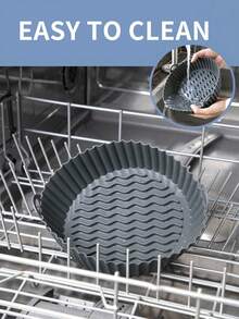 SHEIN Basic living 1 Pc Air Fryer Nonstick Silicone Liner, 7 Inch Round Shape Reusable Air Fryer Baking Tray Air Fryer Kitchen Air Fryer Liners Air Fryer Paper Airfryer Air Frier - Dark Grey - View 6