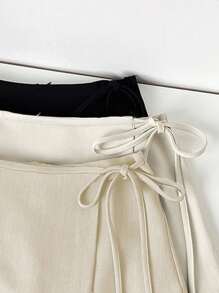 Franclia 毕业装休闲百搭吊带不对称下摆新款夏款卡其色纹理宽面料裙子女士短裙女裙女士夏装夏装下装休闲装春季 - 香檳色 - 查看 4