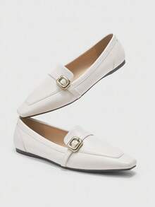 CUCCOO BIZCHIC 女式带扣设计休闲平底乐福鞋 - 米色 - 查看 6