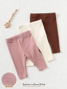 Cozy Pixies Newborn Baby Elastic Waist Ribbed Leggings Chic For Autumn/Winter Fall - Multicolor - View 3