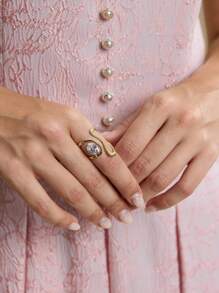 MOTF PREMIUM 18K镀金优雅几何开口戒指 - 金色 - 查看 4