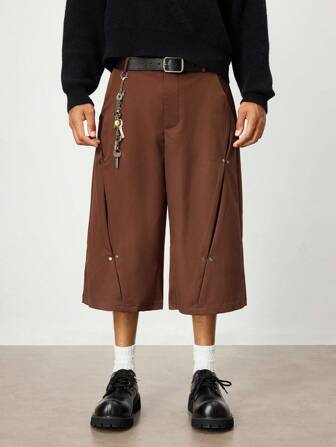 Street Life Pantalones cortos de hombre de pierna ancha minimalista, de estilo casual y para ir al trabajo