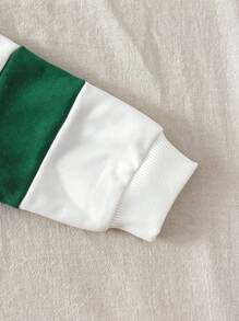 SHEIN Playful Pals 2pcs/Set Infant Baby Boy White Knit Sweatshirt With Green Color Block & Letter Print Long Sleeve Top & Military Green Elastic Waist Pocket Woven Pants, Fits 6 Months To 2-3 Years Old Baby Boy Brooklyn Outfit Baby Boy Casual Outfit Baby Boy Outfit Set Baby Boy Clothes Baby Boy Cargo Pants Set Baby Boys Outfit Baby Boy Sweatsuit, Outfit, Infant Qutfits, Tracksuits, Infant Boy Winter Clothes Set, Baby Boy Cargo Pants Baby Boy Sweatshirt Outfit Boys Green Pants Fall - Multicolor - View 7