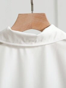 Sparklyn 彼得潘领长袖宽松白色衬衫，甜美百搭学院风独特法式荷叶边上衣，适合春秋季节，返校服装 - 白色 - 查看 5