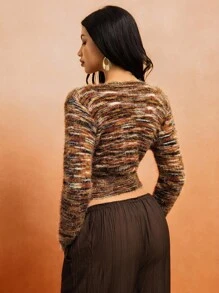 Roylia Áo len chui đầu ngắn tay dài cổ chữ V cho nữ - Nhiều màu - Xem 3