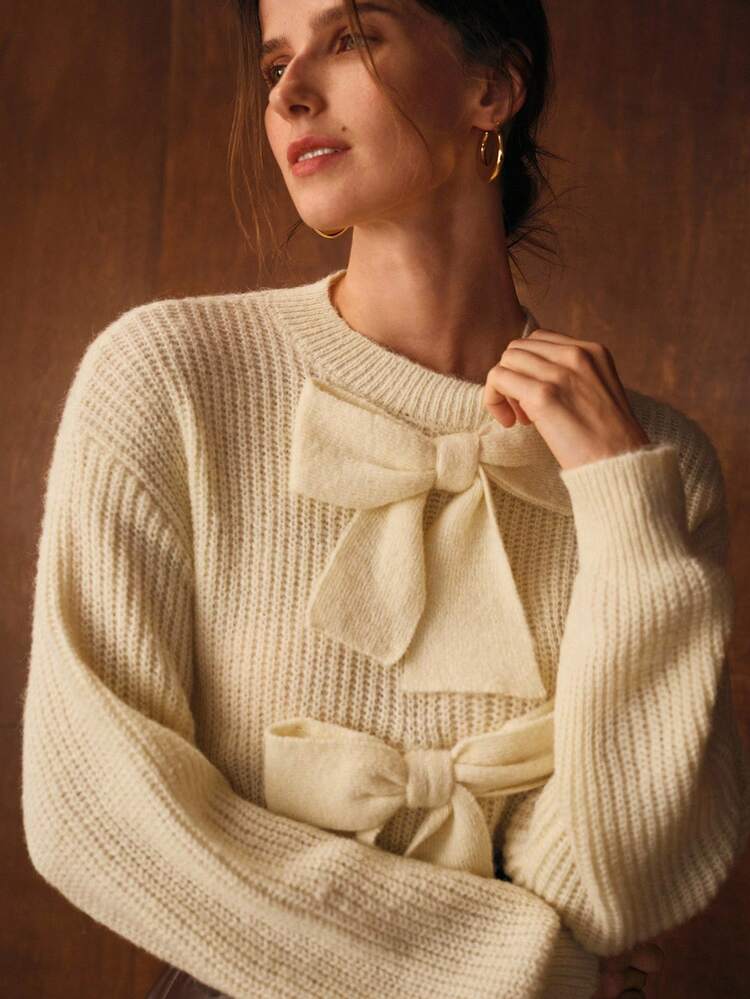 MOTF PREMIUM BOW DETAIL PULLOVERS SWEATER - Yellow - View 6