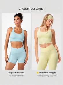 GLOWMODE FeatherFit™ Bra Olahraga Panjang dengan Tali Silang, Dukungan Ringan untuk Yoga, Pilates, Studio, Gym, dan Penggunaan Sehari-hari - Butter Yellow - View 5