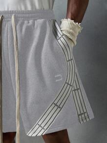 NEON BLANC Men's Street Fashion Knitted Long Sleeve Ribbon Embroidered Crew Neck T-Shirt, Suitable For Summer - Grey - View 6