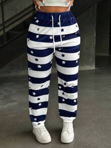 INAWLY 女士條紋五角星運動長褲 - 彩色 - 查看 4