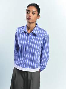 Maija 女士条纹休闲衬衫，简约时尚，适合日常穿着、节日