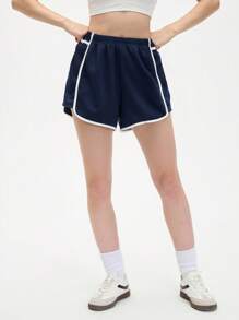 Eassivo Eassivo Women's Contrast Color Trim Sports Skirt & Skort,Women Athletic Shorts, Sporty Shorts, Women Gym Shorts, Women Athletic Shorts - Navy Blue - View 6