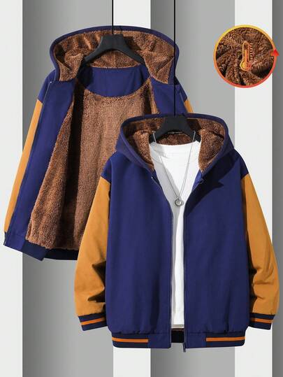 SHEIN Teenager Boys' Casual Puffer Bomber Jacket Plush Lining Zip-Up Jacket, All-Match Versatile Outerwear Suitable For Commuting, School, Daily Casual, Travel, Outdoor Party, Sports, Fall Autumn And Winter Teen Boy Jackets Boys Winter Jackets Boys Hooded Jackets Boys Fall Jackets Plain Varsity Jackets Teen Boy Varsity Jackets Boys Jackets Fall Winter Letterman Jacket Hooded Varsity Jacket