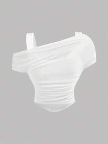 Girlism 青少年女孩修身网眼花卉 T 恤，派对、休闲、毕业、返校、度假、节日、午餐， - 白色 - 查看 2