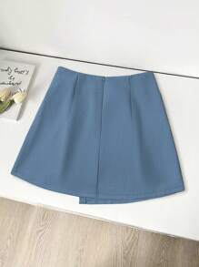 Franclia 毕业装休闲百搭吊带不对称下摆新款夏款卡其色纹理宽面料裙子女士短裙女裙女士夏装夏装下装休闲装春季